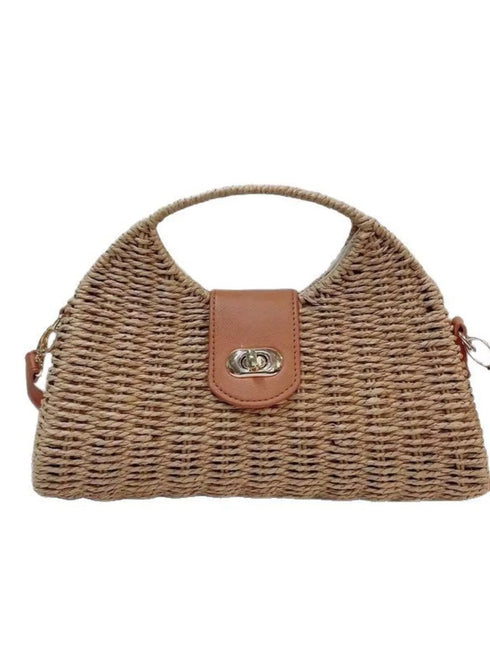 Straw Woven Adjustable Strap Crossbody Bag