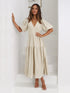 Tiered Surplice Half Sleeve Midi Dress