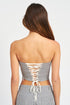 STRIPED BACK STRAP AND EYELET DETAIL TUBE TOP