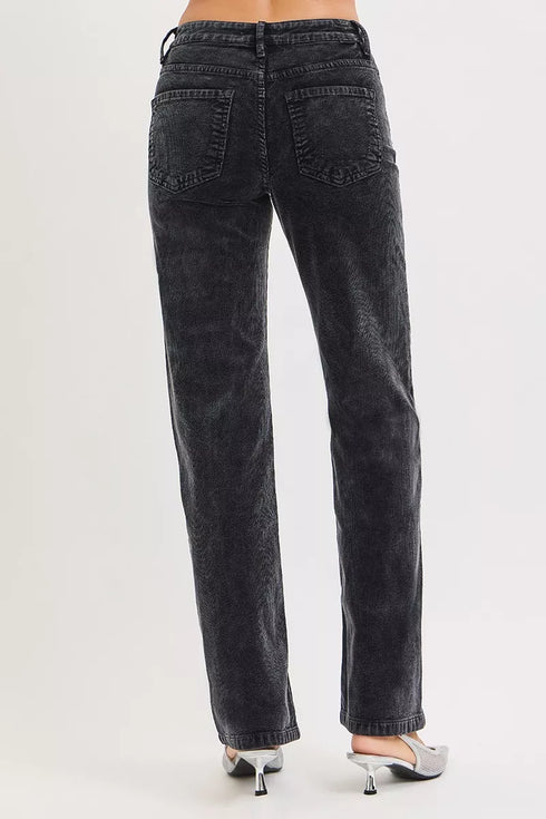 RISEN Tummy Control Mid Rise Straight Leg Corduroy Pants