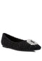Aria Jewel Buckle Tweed Flats