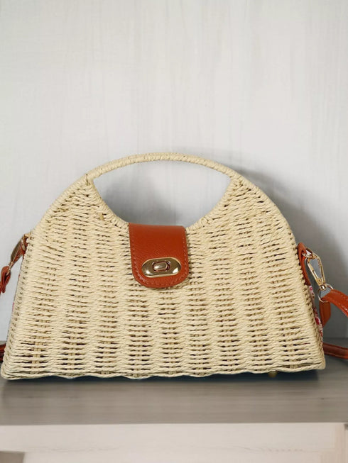 Straw Woven Adjustable Strap Crossbody Bag
