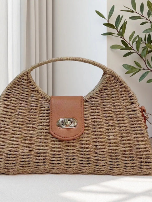 Straw Woven Adjustable Strap Crossbody Bag