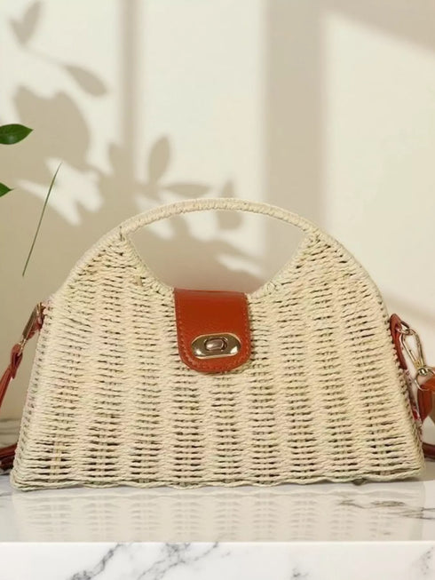 Straw Woven Adjustable Strap Crossbody Bag