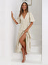 Tiered Surplice Half Sleeve Midi Dress