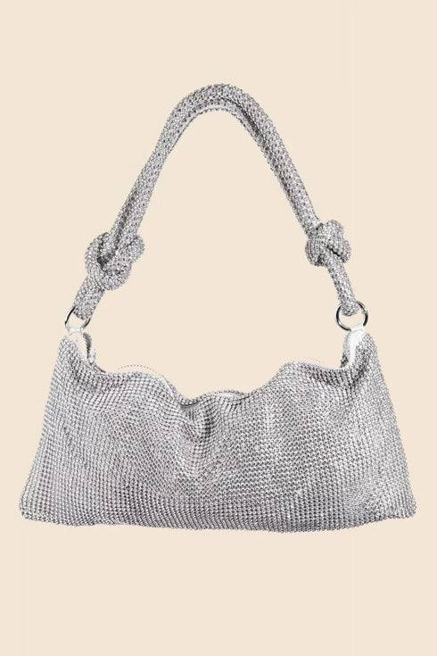Fame Rhinestone Studded Hobo Bag