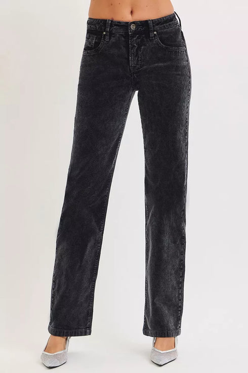 RISEN Tummy Control Mid Rise Straight Leg Corduroy Pants
