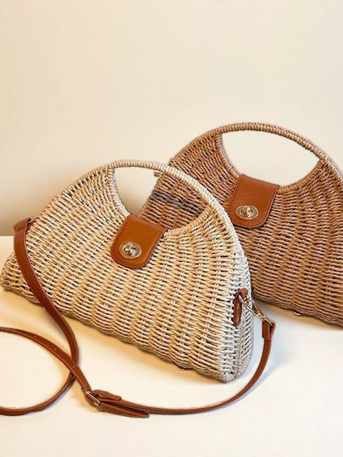Straw Woven Adjustable Strap Crossbody Bag