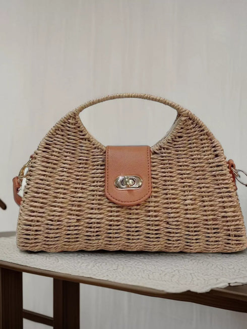 Straw Woven Adjustable Strap Crossbody Bag
