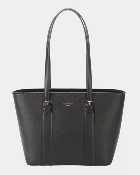 David Jones Leather Tote Bag with Gold Hardware