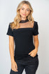 Mesh Pearl Detail Short Sleeve T-Shirt