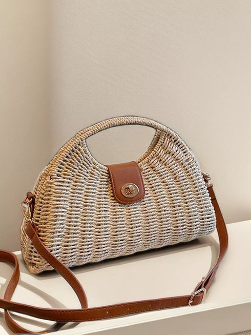 Straw Woven Adjustable Strap Crossbody Bag