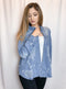 Distressed Light Blue Denim Button Up Shirt