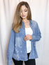 Distressed Light Blue Denim Button Up Shirt