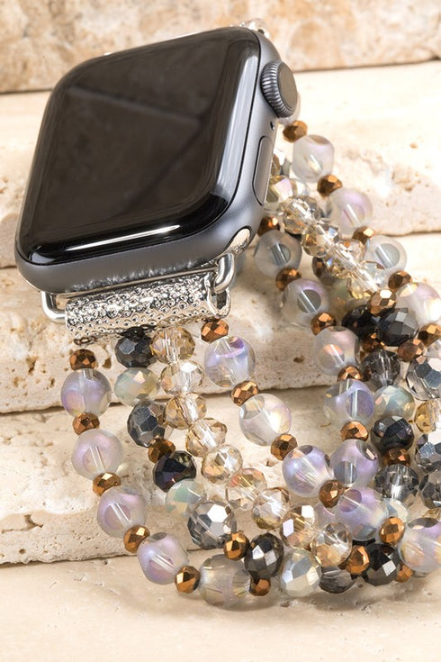 Luxury Gray Glass Bead Apple Watch Band