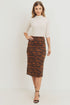Tiger Print Double Knit Midi Skirt