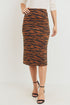 Tiger Print Double Knit Midi Skirt