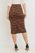 Tiger Print Double Knit Midi Skirt