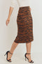 Tiger Print Double Knit Midi Skirt