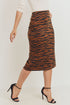 Tiger Print Double Knit Midi Skirt