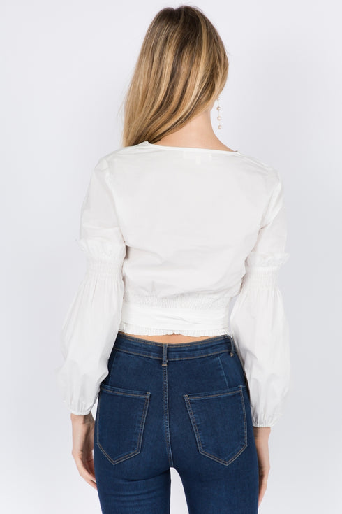 White Pearl Cotton Long-Sleeve Shirt