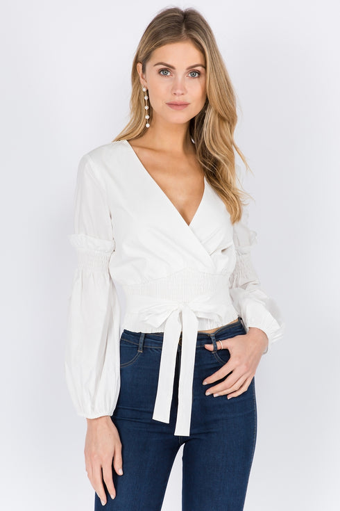 White Pearl Cotton Long-Sleeve Shirt