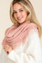Pink Fringe Infinity Scarf