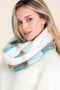 Aqua Plaid Faux Fur Infinity Scarf