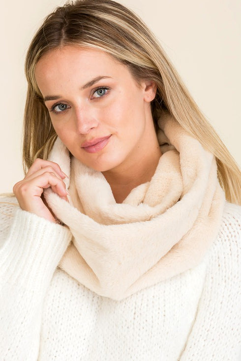 Ivory Faux Fur Infinity Scarf