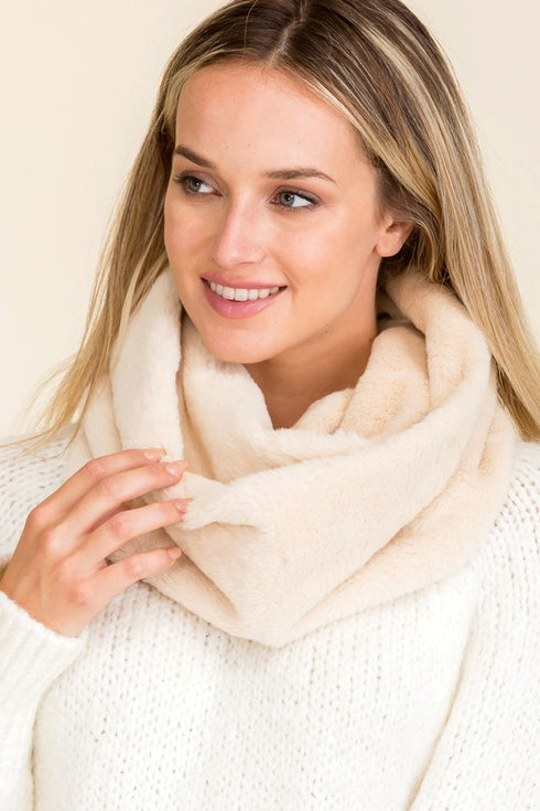 Ivory Faux Fur Infinity Scarf
