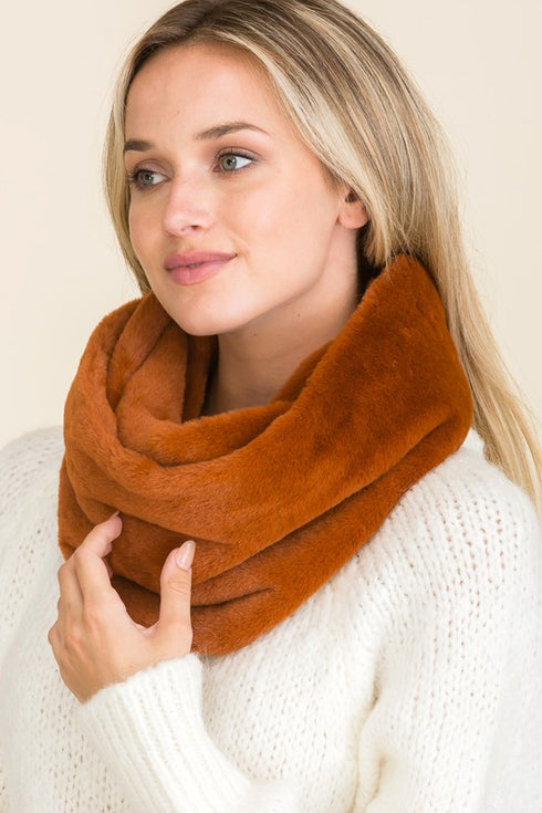 Rust Faux Fur Infinity Scarf