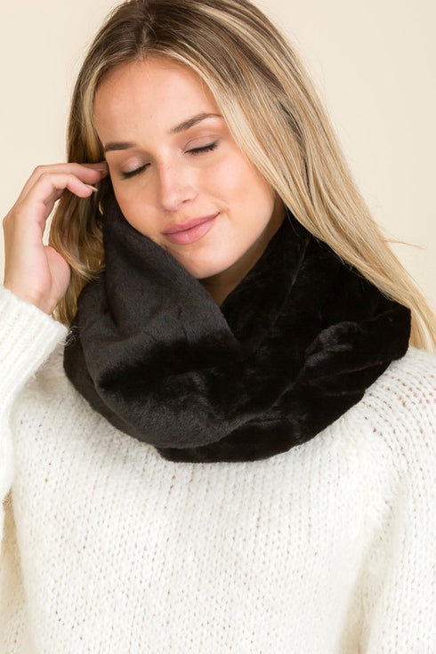 Black Faux Fur Infinity Scarf