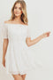 Blissful Flowerchild Off-Shoulder Puff Sleeve White Dress
