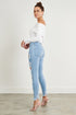 5 Button Distressed Light Blue Skinny Jeans