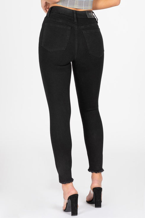 Vintage Dream Distressed Ankle Black Jeans