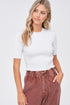Innocence Light Cream Ribbed Knit Top