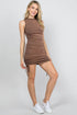 Rose Gold Metallic Drawstring Ruched Dress