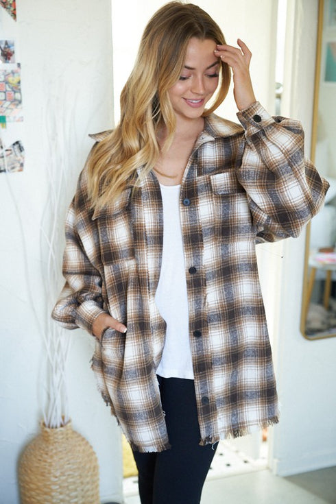 Soft Oversized Plaid Woven Shirt