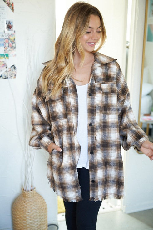 Soft Oversized Plaid Woven Shirt