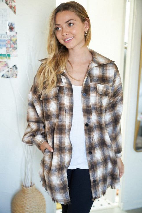 Soft Oversized Plaid Woven Shirt