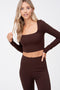 Chocolate Brown Scoopneck Crop Top