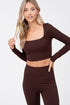 Chocolate Brown Scoopneck Crop Top