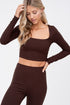 Chocolate Brown Scoopneck Crop Top