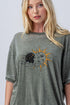 Solar Olive Green Burnout Oversized Graphic Tee
