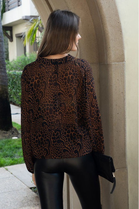 Burnout Spotted Snake Mesh Blouse