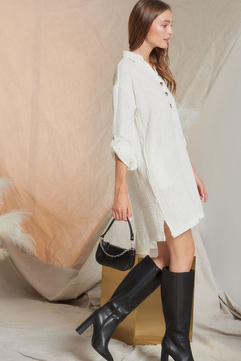 Madeline Ivory Shirt Dress