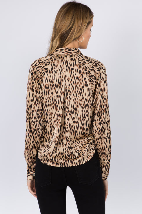 Sassy Satin Gold Leopard Blouse