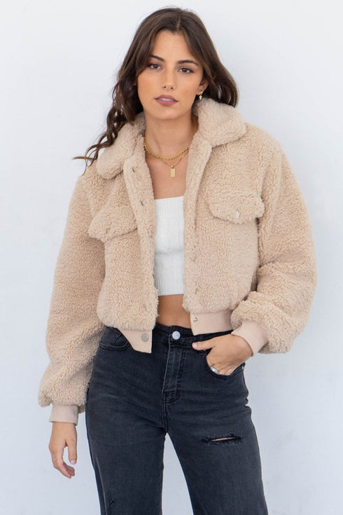 Warm Teddy Cropped Jacket