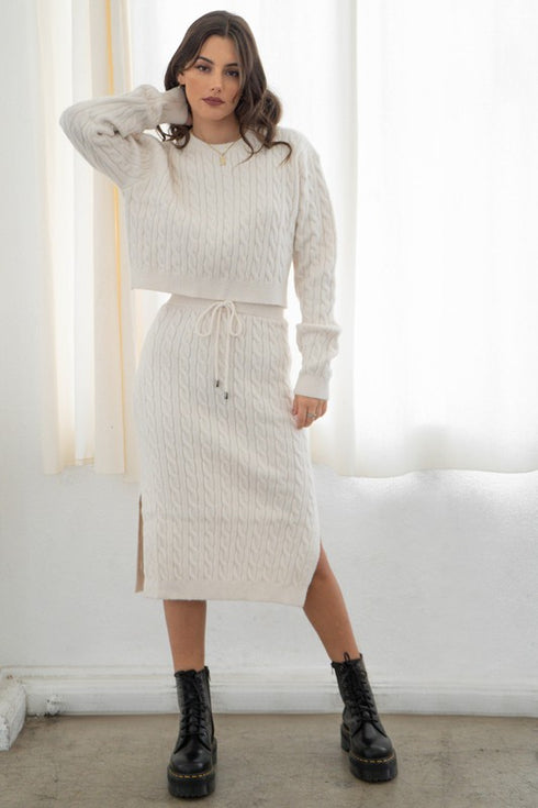 Dreamy Ivory Cable Knit Sweater