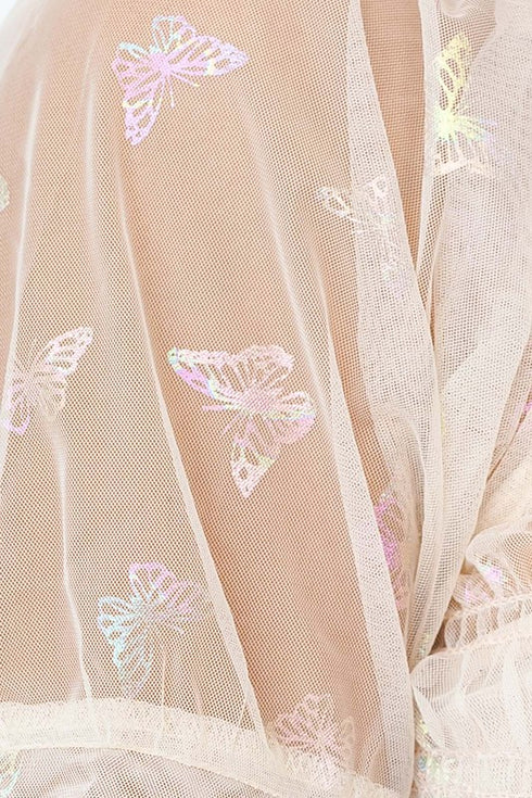 Butterfly Love Ivory Mesh Crop Top